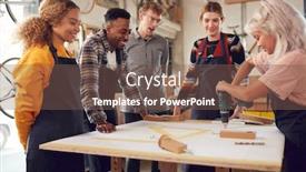  Presentation with cultural - PPT theme featuring multi-cultural-team-in-workshop background and a violet colored foreground