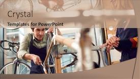  Presentation with multi cultural - PPT layouts consisting of multi-cultural-team-in-workshop background and a coral colored foreground