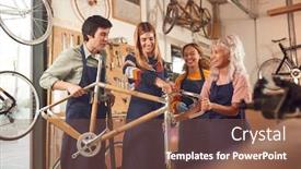  Presentation with multi cultural - Cool new theme with multi-cultural-team-in-workshop backdrop and a tawny brown colored foreground