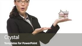  Presentation with white house - Slide set consisting of multi cultural workplace - mixed race businesswoman holding small background and a  colored foreground