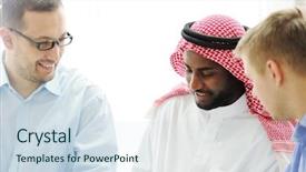  Presentation with ethnic group - Cool new slides with multi cultural workplace - multicultural different ethnic group working backdrop and a sky blue colored foreground