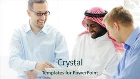  Presentation with ethnic group - Audience pleasing slide deck consisting of multi cultural workplace - multicultural different ethnic group working backdrop and a sky blue colored foreground