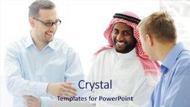  Presentation with ethnic group - Theme with multi cultural workplace - multicultural different ethnic group working background and a sky blue colored foreground