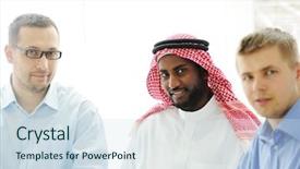  Presentation with ethnic group - Cool new slides with multi cultural workplace - multicultural different ethnic group working backdrop and a  colored foreground