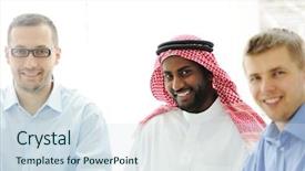  Presentation with ethnic group - PPT layouts with multi cultural workplace - multicultural different ethnic group working background and a  colored foreground