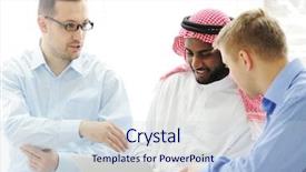  Presentation with ethnic group - Theme featuring multi cultural workplace - multicultural different ethnic group working background and a sky blue colored foreground