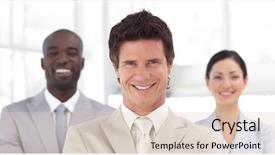  Presentation with multi cultural - Presentation design enhanced with multi cultural workplace - young business man smiling background and a lemonade colored foreground