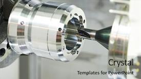  Presentation with lathe - Presentation theme enhanced with multi cutting tool cnc machine background and a light gray colored foreground