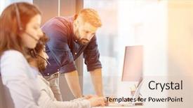  Presentation with young man holdng laptop on lap money - Slide deck featuring multi device - mid adult businessman using laptop background and a lemonade colored foreground