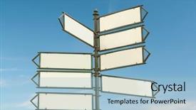  Presentation with law blue sky scales of justice - Amazing slide set having multi directional - multidirection blank metal signpost backdrop and a light blue colored foreground
