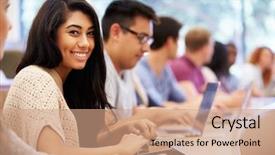  Presentation with students walking to class - Cool new PPT theme with concrete metal tube water pipes pipe clamps backdrop and a light gray colored foreground