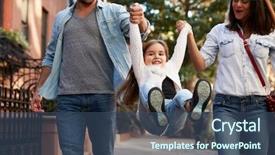  Presentation with walk - Theme having multi ethnic - family taking a walk down background and a ocean colored foreground