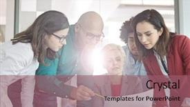  Presentation with ethnic - Theme featuring multi-ethnic business people discussing over document in office background and a violet colored foreground