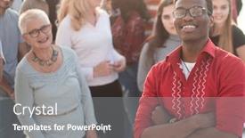  Presentation with multi ethnic group - Beautiful presentation featuring multi-ethnic-business-people-group backdrop and a gray colored foreground