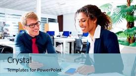  Presentation with skin care ethnic people - Amazing presentation design having multi ethnic business people teamwork backdrop and a light blue colored foreground