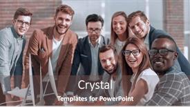  Presentation with team work - Presentation design enhanced with multi-ethnic-business-team-discusses background and a tawny brown colored foreground