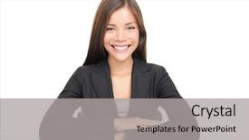  Presentation with ethnic - Amazing presentation having smiling sitting at her desk backdrop and a light gray colored foreground