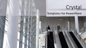  Presentation with rear view of bodyguard - Slide deck with multi-ethnic businesswomen using escalator background and a light gray colored foreground
