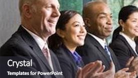  Presentation with conference table - Slide deck consisting of business teamwork co 34 - multi-ethnic co-workers sitting background and a dark gray colored foreground