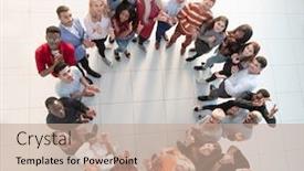  Presentation with ethnic group - Presentation theme having multi-ethnic-diverse-group background and a coral colored foreground