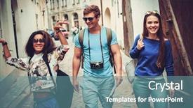  Presentation with old map - Presentation design consisting of multi ethnic friends tourists background and a seafoam green colored foreground