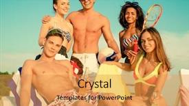  Presentation with ethnic group - PPT layouts with multi ethnic friends with ball background and a  colored foreground