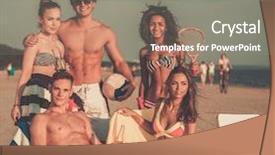  Presentation with multi ethnic group - Amazing PPT layouts having multi ethnic friends with ball backdrop and a  colored foreground