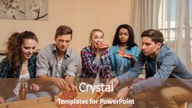  Presentation with ethnic group - Presentation featuring multi-ethnic friends with pizza background and a red colored foreground