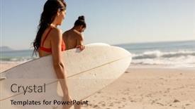  Presentation with multi ethnic group - Audience pleasing presentation consisting of multi-ethnic-group-of-friends backdrop and a coral colored foreground