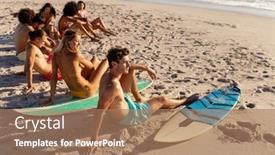  Presentation with ethnic group - Presentation theme featuring multi-ethnic-group-of-friends background and a coral colored foreground