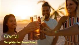  Presentation with multi ethnic group - Beautiful slide set featuring multi-ethnic-group-of-friends backdrop and a tawny brown colored foreground