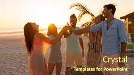  Presentation with ethnic group - Audience pleasing presentation design consisting of multi-ethnic-group-of-friends backdrop and a tawny brown colored foreground