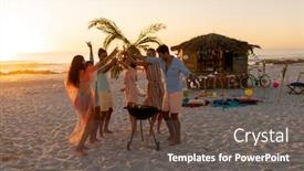  Presentation with multi ethnic group - Amazing presentation theme having multi-ethnic-group-of-friends backdrop and a tawny brown colored foreground