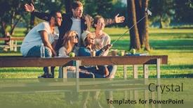  Presentation with multi ethnic group - Colorful theme enhanced with multi-ethnic group of friends backdrop and a seafoam green colored foreground