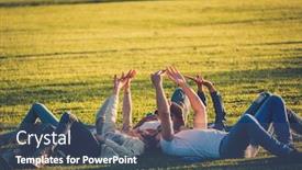  Presentation with ethnic group - Colorful theme enhanced with multi-ethnic group of friends backdrop and a ocean colored foreground