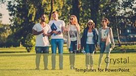  Presentation with multi ethnic group - Slide set consisting of multi-ethnic group of friends background and a yellow colored foreground