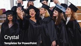 Presentation with multi ethnic group - Audience pleasing slide set consisting of multi ethnic group of graduated students taking selfie backdrop and a black colored foreground