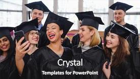  Presentation with multi ethnic group - Audience pleasing theme consisting of multi ethnic group of graduated backdrop and a dark gray colored foreground