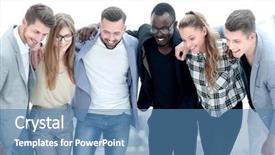  Presentation with multi ethnic group - Presentation design consisting of multi-ethnic group of people background and a teal colored foreground