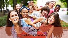  Presentation with ethnic group - PPT theme with multi-ethnic group of people background and a red colored foreground