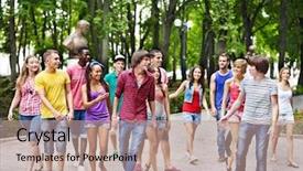  Presentation with multi ethnic group - Audience pleasing slides consisting of multi-ethnic group of people backdrop and a  colored foreground