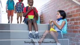  Presentation with multi ethnic group - Slides consisting of multi-ethnic-group-of-school background and a light blue colored foreground