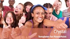  Presentation with multi ethnic group - Slide deck with multi-ethnic group people isolated background and a coral colored foreground