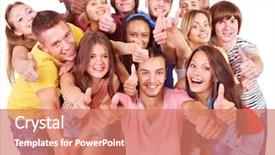  Presentation with multi ethnic group - Cool new slides with multi-ethnic group people isolated backdrop and a coral colored foreground