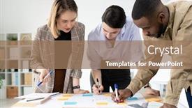  Presentation with creative marketing - Cool new presentation with multi-ethnic-marketing-specialists-standing backdrop and a coral colored foreground