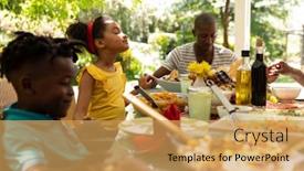  Presentation with family prayer - Audience pleasing presentation theme consisting of multi-ethnic-multi-generation-family backdrop and a yellow colored foreground