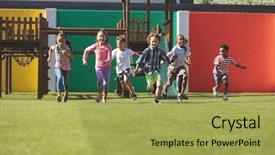  Presentation with ethnic - Audience pleasing theme consisting of recession time - front view of multi ethnic backdrop and a yellow colored foreground