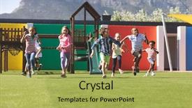  Presentation with ethnic - Theme having recession time - front view of multi ethnic background and a yellow colored foreground