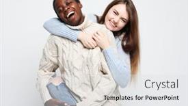  Presentation with skin color - PPT theme consisting of multi-ethnic-two-women background and a light gray colored foreground