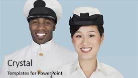  Presentation with military navy - Audience pleasing PPT theme consisting of african american military women - portrait of multi-ethnic us navy backdrop and a light gray colored foreground